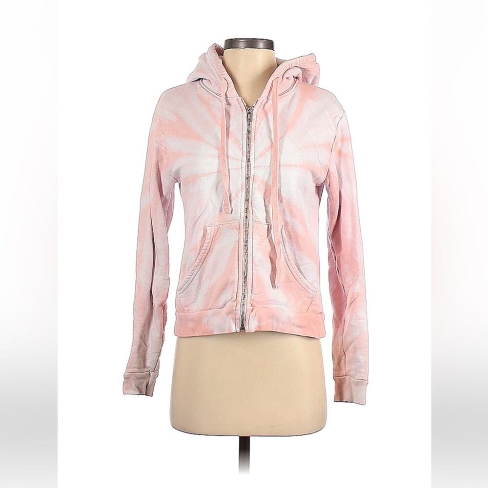 WSLY pink tie dyed zip up hoodie, size small made in USA‎